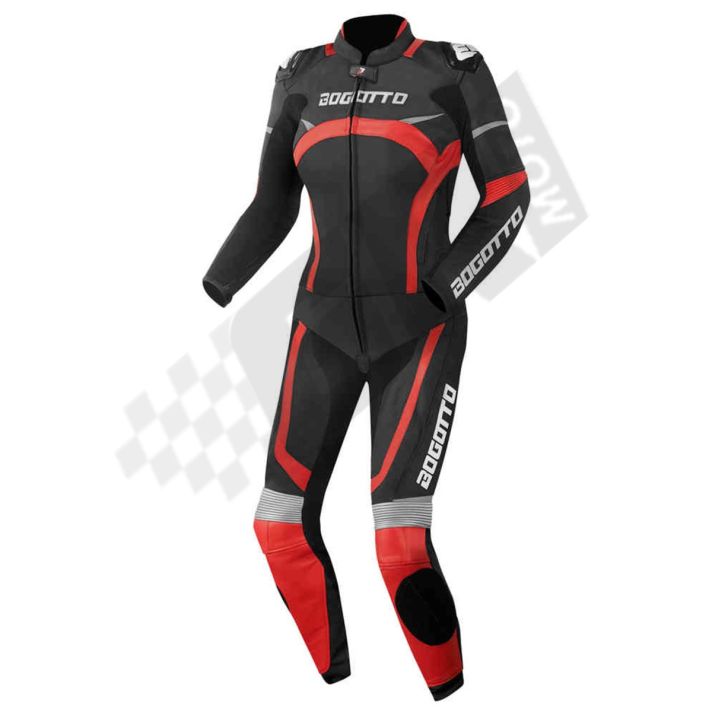 Bogotto Misano Red Black Women Two Piece Motorbike Racing Leather Suit 
