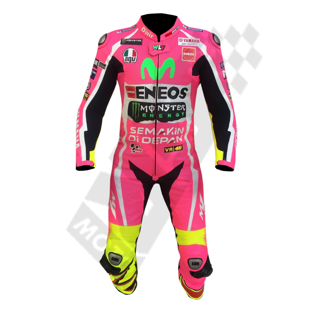 Valentino Rossi Yamaha Movistar Pink Motogb 2016 Men Motorbike Racing Leather Suit; racing leather suit for men; men's motorbike suit; leather racing suit; high-performance leather suit; CE approved racing suit; professional motorbike racing suit; men's protective leather suit; motorbike suit with armor; motorcycle racing suit with protection; durable leather racing suit; custom fit motorbike suit; motorcycle racing gear for men; perforated leather racing suit; men's racing leather gear; track racing leather suit; men's leather motorcycle suit; protective leather suit for bikers; full-body leather racing suit for men